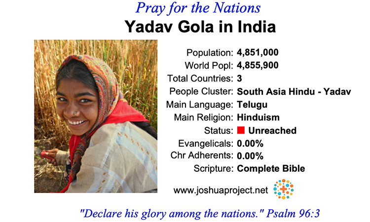 Prayer card for a people group